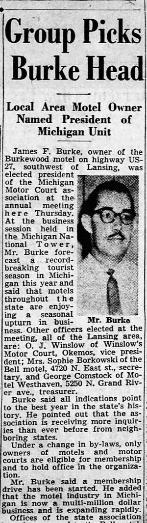 Burkewood Motel (Burkewood Inn) - June 1954 Article On James Burke (newer photo)